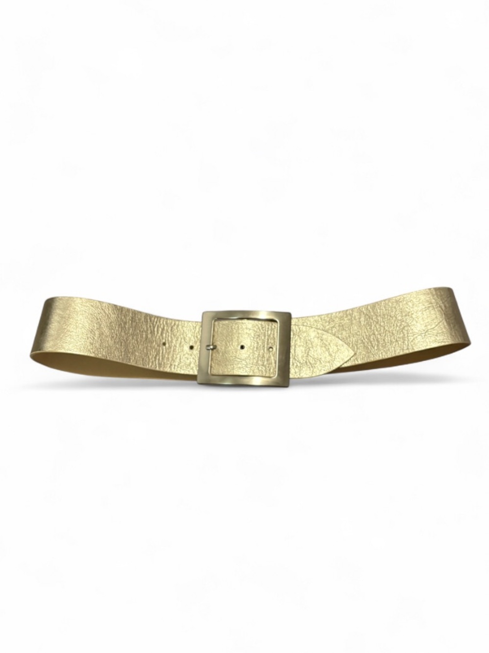 Casini Firenze Vintage Italian Leather Handcrafted Contour Cut Wide Metallic Bel